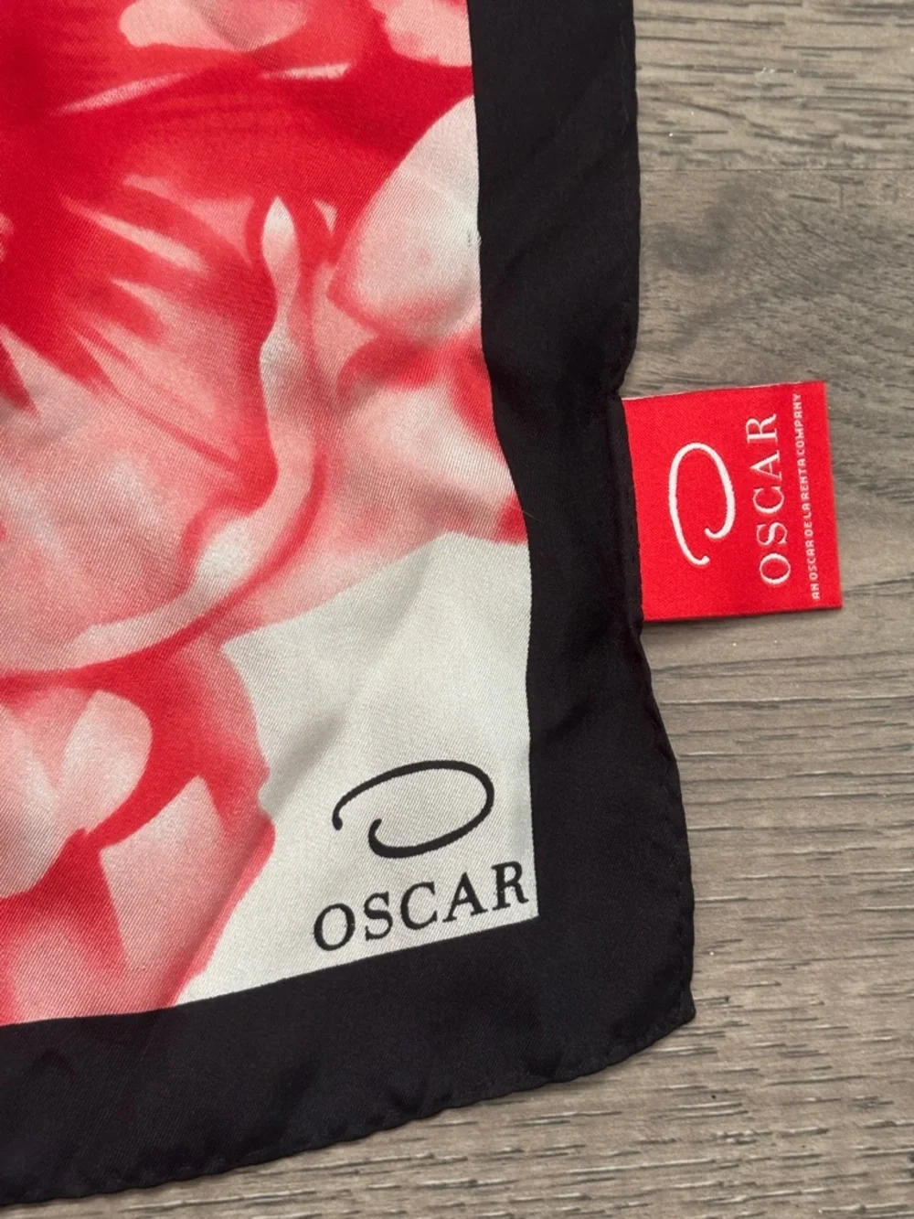 Oscar de la Renta Floral Silk Scarf in Red, Pink and Cream